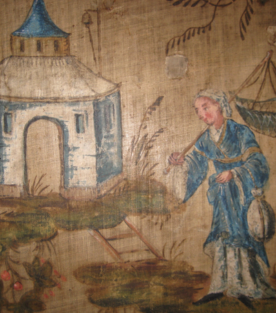 Originaltapete von 1760 im Chinesenzimmer.